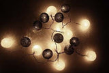 20-Piece Black and White LED Cotton Ball Fairy Lights – Battery-Powered String Lights for Weddings, Parties, and Home Decor – 5cm Decorative Balls for Indoor and Outdoor Use - Side View
