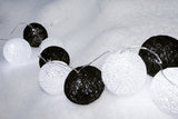 20-Piece Black and White LED Cotton Ball Fairy Lights – Battery-Powered String Lights for Weddings, Parties, and Home Decor – 5cm Decorative Balls for Indoor and Outdoor Use - Top-Down View