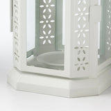 White Metal Miners Lantern Summer Wedding Home Party Room Balconey Deck Decoration 21cm Tealight Candle - Top-Down View