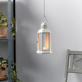 White Metal Miners Lantern Summer Wedding Home Party Room Balconey Deck Decoration 21cm Tealight Candle - 45-Degree Angle