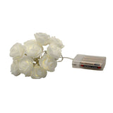 20 White Rose 3D Fairy Lights 3M String, Battery (AA) Indoor & Outdoor Decorations Wedding Valentines Romantic Room Table Lighting - Front View