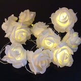 20 White Rose 3D Fairy Lights 3M String, Battery (AA) Indoor & Outdoor Decorations Wedding Valentines Romantic Room Table Lighting - Extra Image