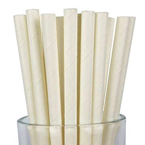 50 Count Eco-Friendly White Paper Straws - Biodegradable for Parties, Cafes, and Events