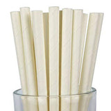 50 Count Eco-Friendly White Paper Straws - Biodegradable for Parties, Cafes, and Events - Front View