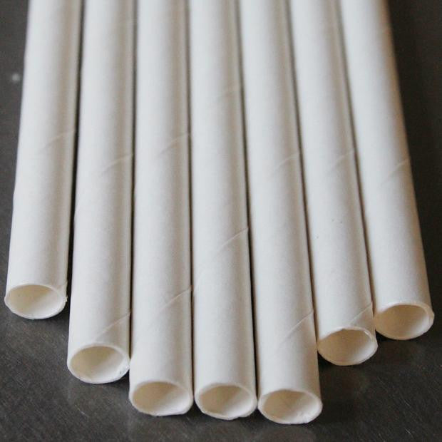 50 Count Eco-Friendly White Paper Straws - Biodegradable for Parties, Cafes, and Events