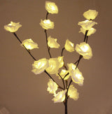 1 Set of 50cm H 20 LED White Rose Tree Branch Stem Fairy Light Wedding Event Party Function Table Vase Centrepiece Decoration - Front View