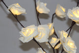 1 Set of 50cm H 20 LED White Rose Tree Branch Stem Fairy Light Wedding Event Party Function Table Vase Centrepiece Decoration - 45-Degree Angle
