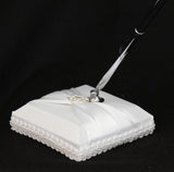 White Wedding Guest Book Register with Silver Pen Matching Stand Set 36 Lined Pages - White Sach Diamante Cover - Side View