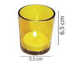 10 Pack Yellow Glass Votive Candle Holders Table Centreoieces  Xmas Wedding Anniversary Event Recption Party Function or Home Decor - Close-Up Angle