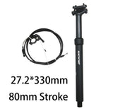 Adjustable ZOOM SPD-802 Dropper Seatpost with Internal Cable - 27.2mm Diameter, 80mm Travel, Remote Lever Control - Front View