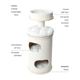 HONEYPOTCAT PURRING Multi-Level Sisal Barrel Cat Tower  - 95cm - Front View