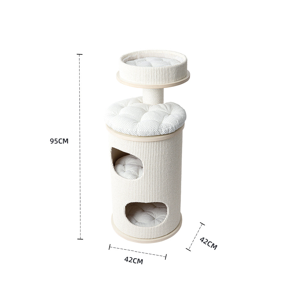 HONEYPOTCAT PURRING Multi-Level Sisal Barrel Cat Tower  - 95cm
