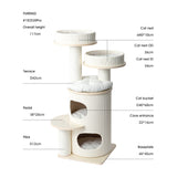 HONEYPOTCAT PURRING Multi-Level Sisal Barrel Cat Tower - PRO 117cm - Front View