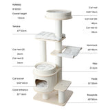 HONEYPOTCAT PURRING Multi-Tier Plush & Sisal Deluxe Cat Tree - 153cm - Front View