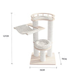 HONEYPOTCAT Leisure Loft With Hammock & Scratch Post - White Velvet - 127cm - Side View