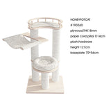 HONEYPOTCAT Leisure Loft With Hammock & Scratch Post - White Velvet - 127cm - Top-Down View