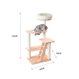 HONEYPOTCAT Serenity Plush Top Cat Tower - Wood Wax 125cm - Front View