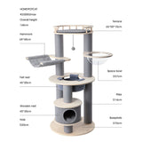 HONEYPOTCAT Majestic Reinforced Multi-Level Cat Tree With Hammock - 168cm - Side View