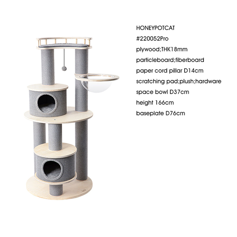 HONEYPOTCAT Majestic Reinforced Multi-Level Cat Tree - 165cm