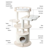 HONEYPOTCAT Enduring Comfort Sisal & Wood Tree - 128cm - Side View