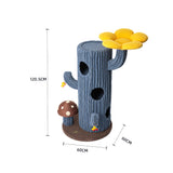 HONEYPOTCAT Solo Cactus Bloom Cat Tree - Blue 120.5cm - Front View