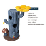 HONEYPOTCAT Solo Cactus Bloom Cat Tree - Blue 120.5cm - Top-Down View