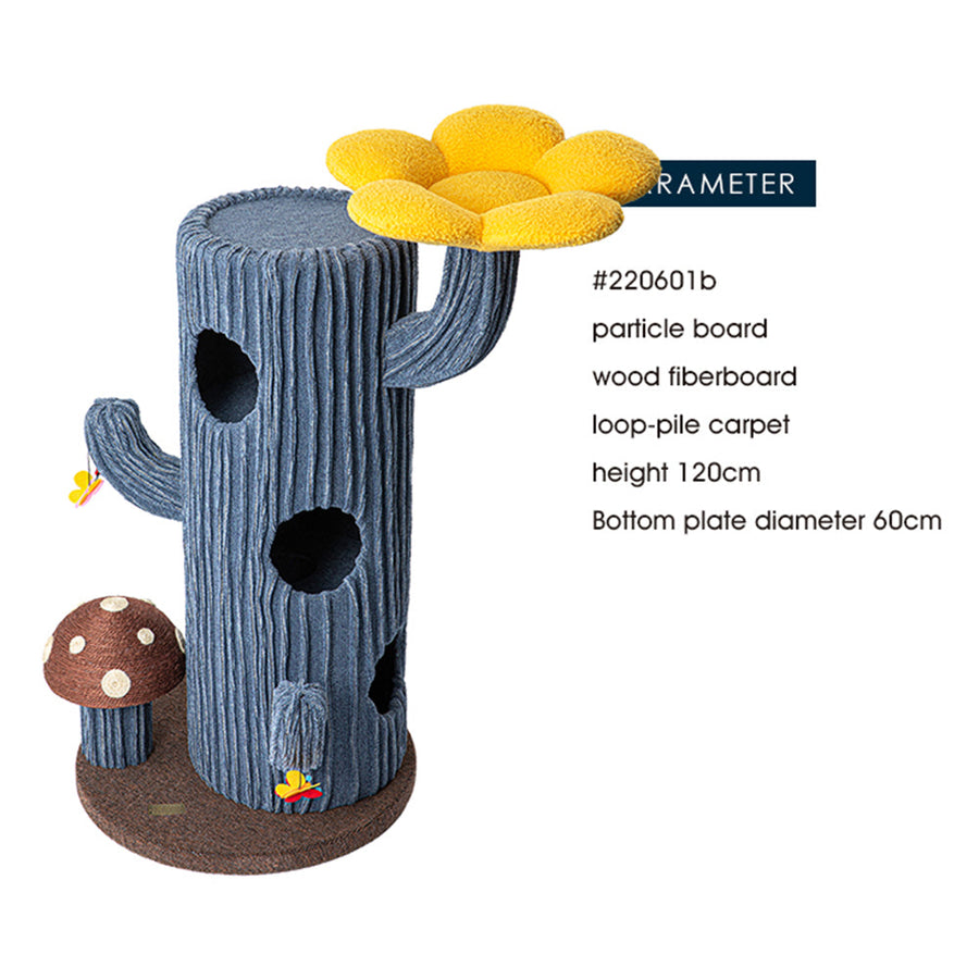 HONEYPOTCAT Solo Cactus Bloom Cat Tree - Blue 120.5cm