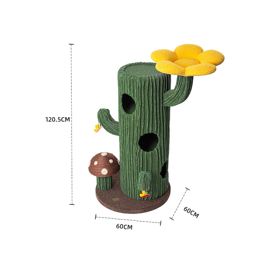 HONEYPOTCAT Solo Cactus Bloom Cat Tree - Green 120.5cm, image 2