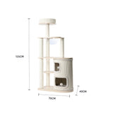 HONEYPOTCAT Fun Oasis Wood Cat Tree & Activity Barrel - 135cm - Front View