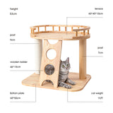 HONEYPOTCAT MZ Happy Steps Wooden Cat Tree - 53cm - Side View