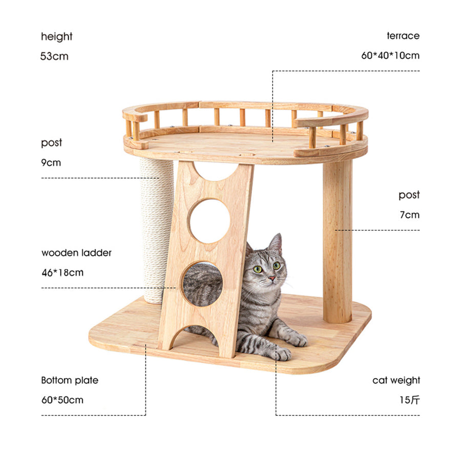HONEYPOTCAT MZ Happy Steps Wooden Cat Tree - 53cm, image 3