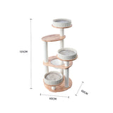 HONEYPOTCAT MZ Simple Joy Wood Cat Tower - Triple Charm 131cm - Front View