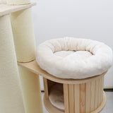 CATIO VINTAGE Solid Wood Cat Climbing Tree Post Scratcher 176cm - Close-Up Angle