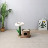 CATIO Log Cat House With White Camelia Cat Scratching Tree - Top-Down View