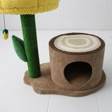 CATIO Log Cat House With Yellow Camelia Cat Scratching Tree - Top-Down View