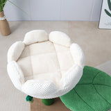 CATIO 2 Level White Camelia Flower Cat Scratching Tree - Side View