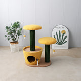 CATIO 2-Level Yellow Mushroom Cat Scratching Tree - Front View