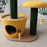 CATIO 2-Level Yellow Mushroom Cat Scratching Tree - Side View