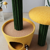 CATIO 2-Level Yellow Mushroom Cat Scratching Tree - Top-Down View