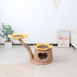 CMISSTREE Heart Shaped Cat House With Sunflower Cat Tree - Front View