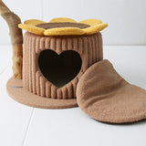 CMISSTREE Heart Shaped Cat House With Sunflower Cat Tree - Side View