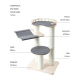 HONEYPOTCAT Leisure Loft With Hammock & Scratch Post - Gray Felt - 127cm