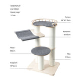 HONEYPOTCAT Leisure Loft With Hammock & Scratch Post - Gray Felt - 127cm - Front View