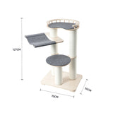 HONEYPOTCAT Leisure Loft With Hammock & Scratch Post - Gray Felt - 127cm - Side View