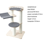 HONEYPOTCAT Leisure Loft With Hammock & Scratch Post - Gray Felt - 127cm - Top-Down View