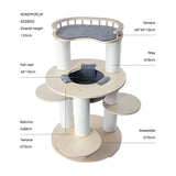 HONEYPOTCAT Harmony Wood Cat Tower - 123cm - Front View