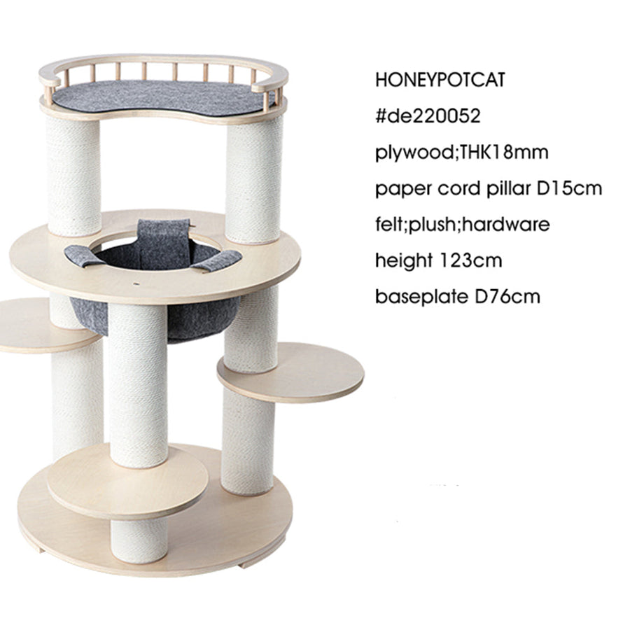 HONEYPOTCAT Harmony Wood Cat Tower - 123cm