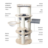 HONEYPOTCAT Harmony Wood Cat Tower - 168cm - Front View