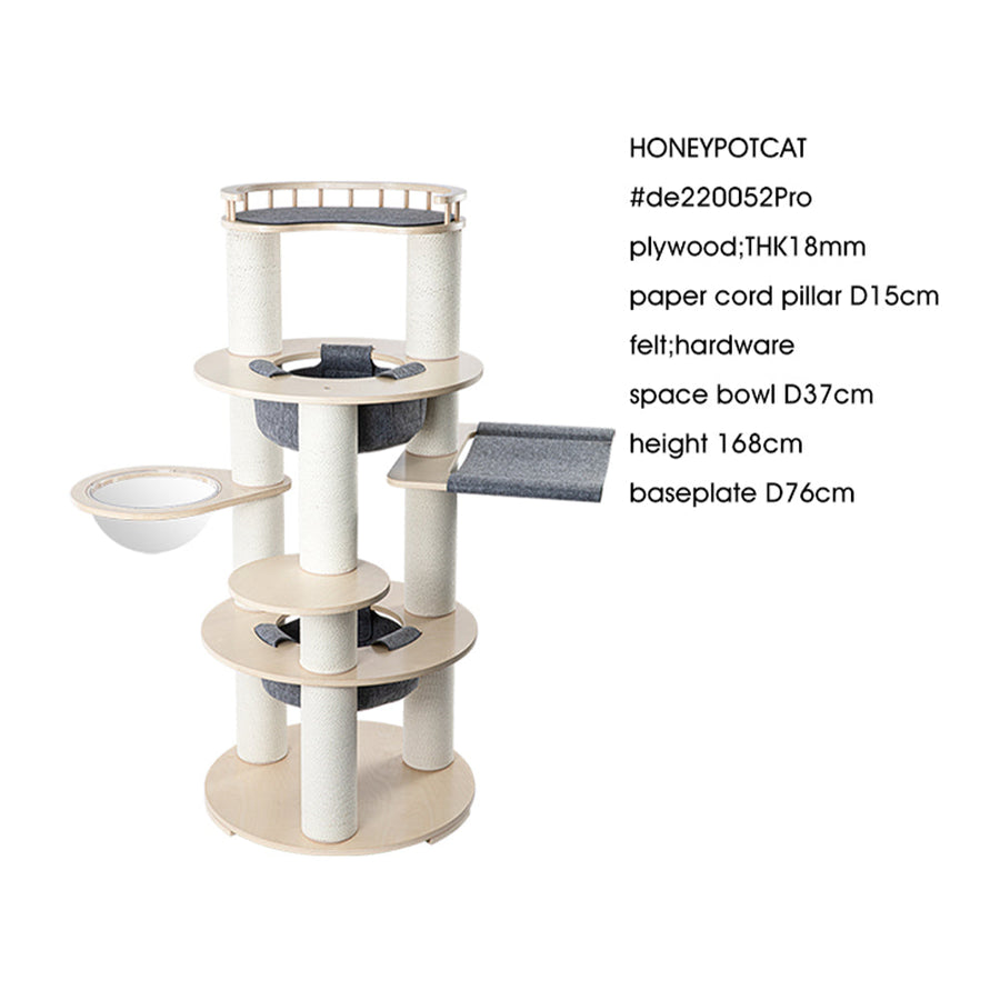 HONEYPOTCAT Harmony Wood Cat Tower - 168cm