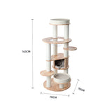 HONEYPOTCAT MZ Varnished Solid Wood Cat Tower With Capsule - 163cm - Side View